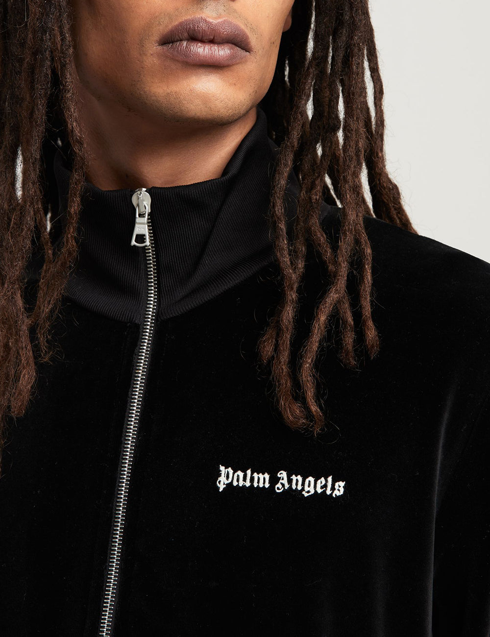 PALM ANGELS PALM VELVET ZIPPED JACKET