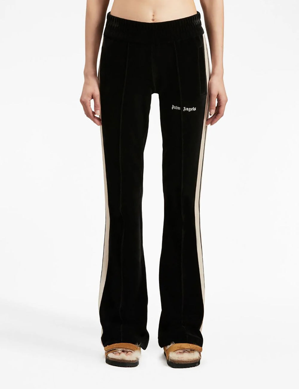 PALM ANGELS VELVET FLARE TRACK PANTS