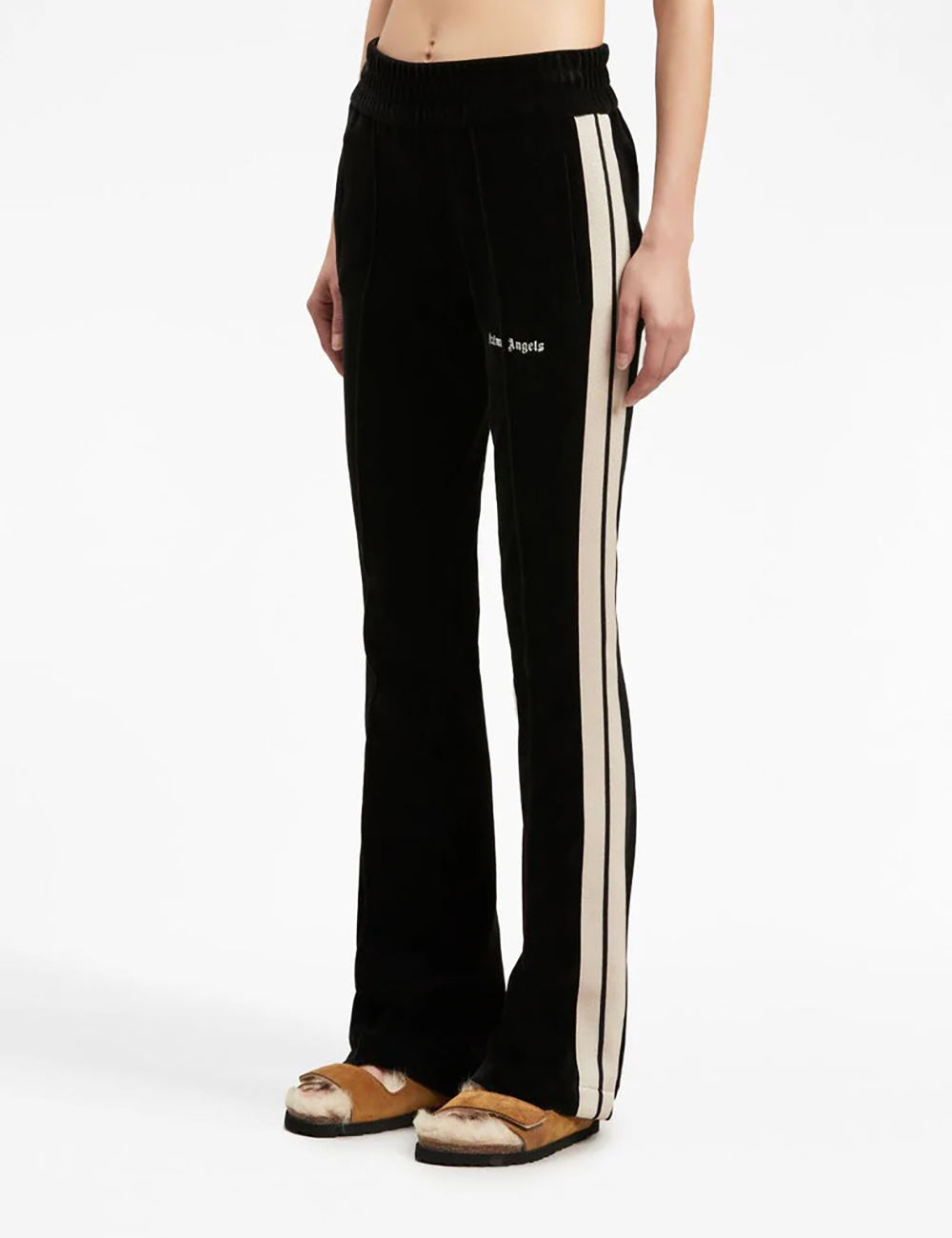 PALM ANGELS VELVET FLARE TRACK PANTS