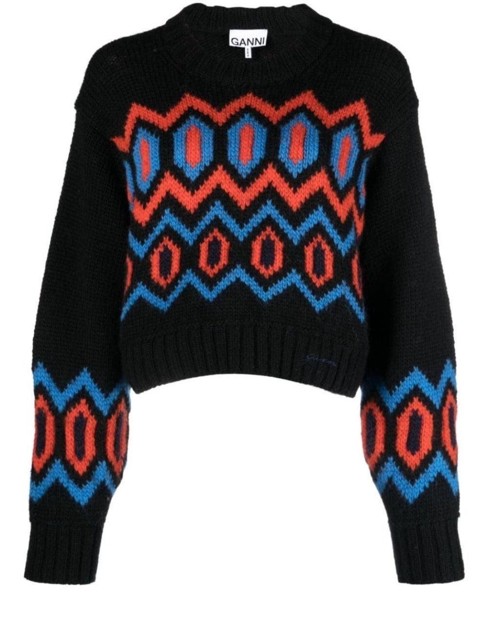 GANNI CHUNKY GRAPHIC CROP ONECK