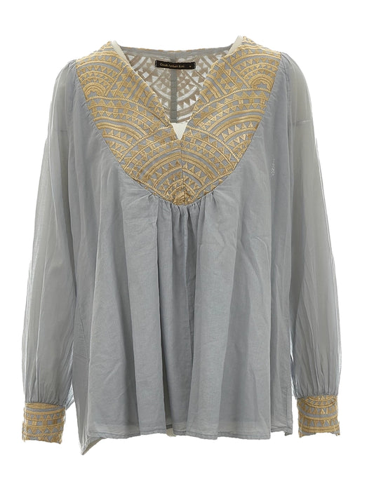 GREEK ARCHAIC KORI BLOUSE NEW ALL OVER L/S