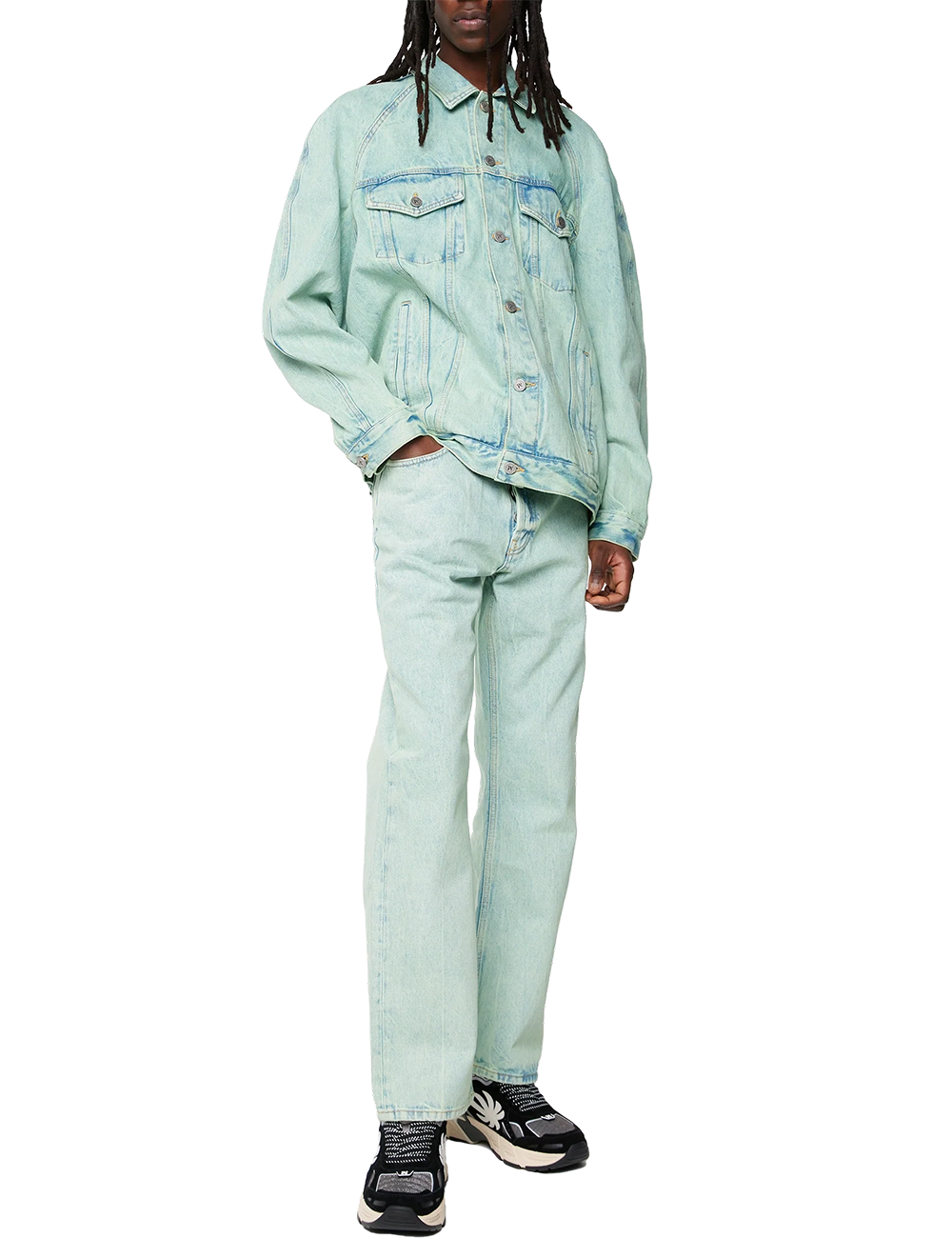 PALM ANGELS OVERDYE LOGO DENIM PANTS PALM ANGELS