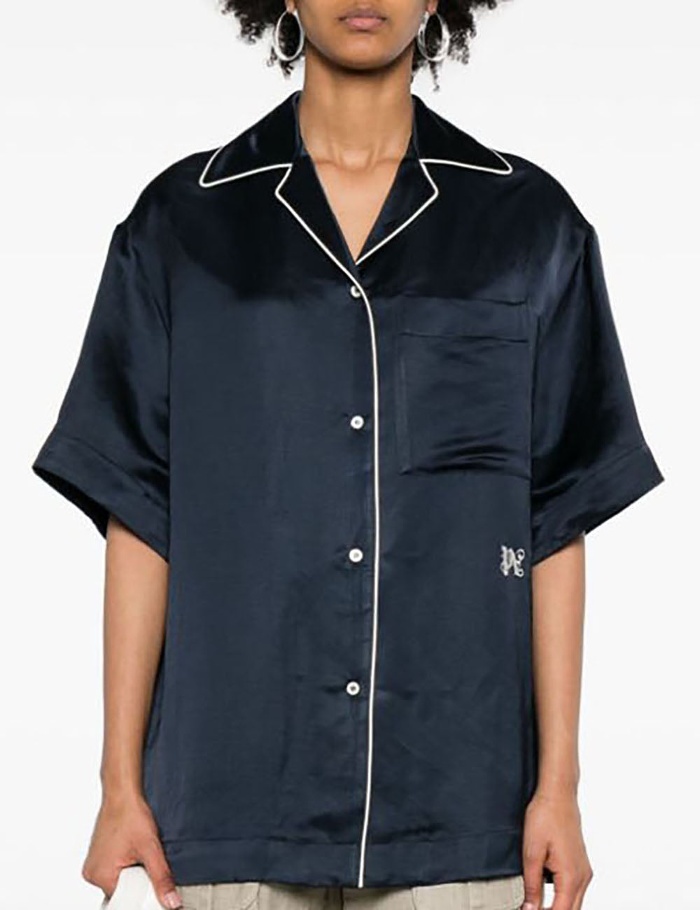 PALM ANGELS MONOGRAM SATIN BOWLING SHIRT PALM ANGELS