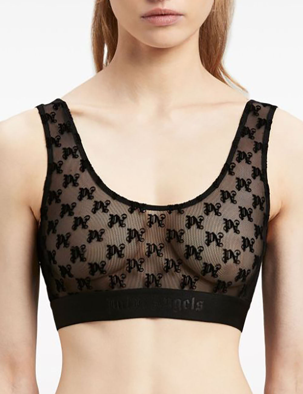 PALM ANGELS MONOGRAM LACE BRA PALM ANGELS