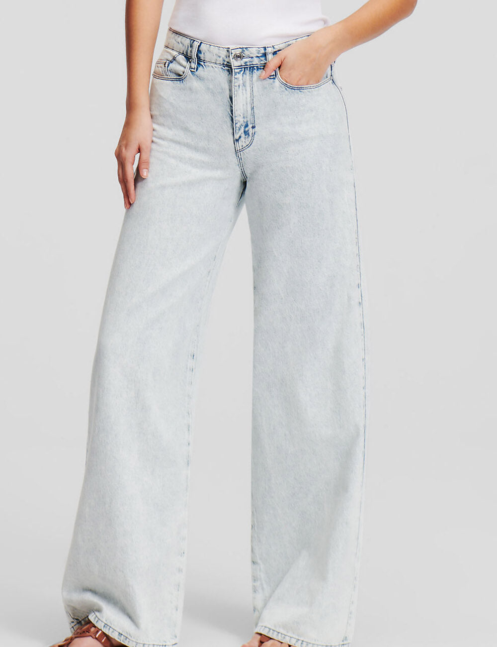 KARL LAGERFELD FASHION WIDE LEG DENIM PANTS