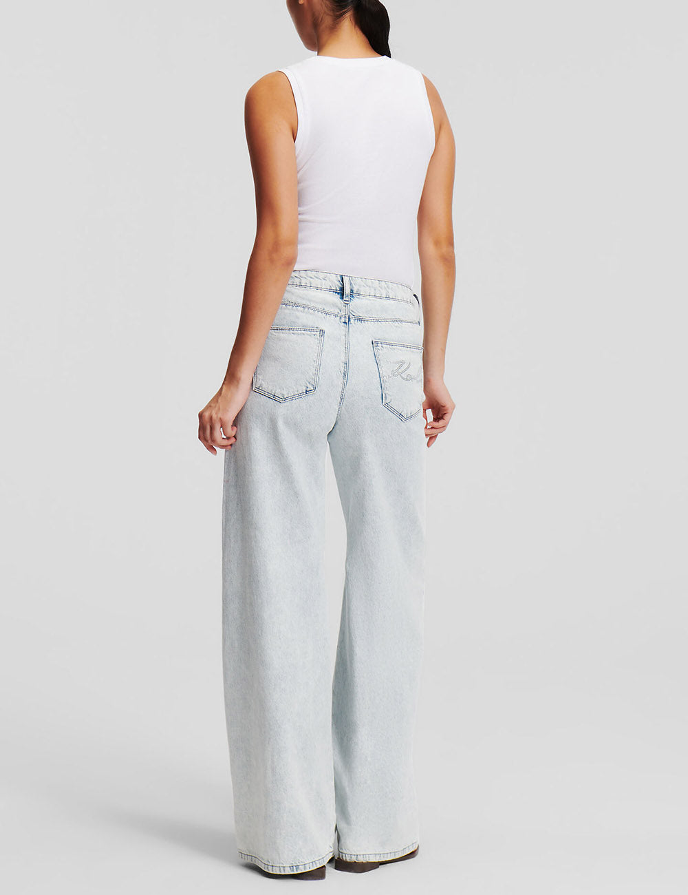 KARL LAGERFELD FASHION WIDE LEG DENIM PANTS