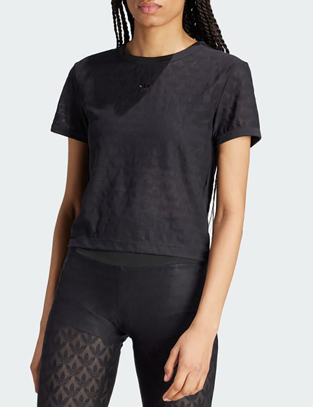 ADIDAS ORIGINALS LACE CROP TEE ADIDAS ORIGINALS