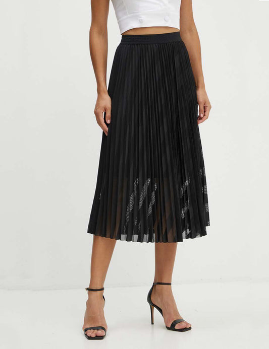 KARL LAGERFELD DIAGONAL MESH PLEATED SKIRT KARL LAGERFELD