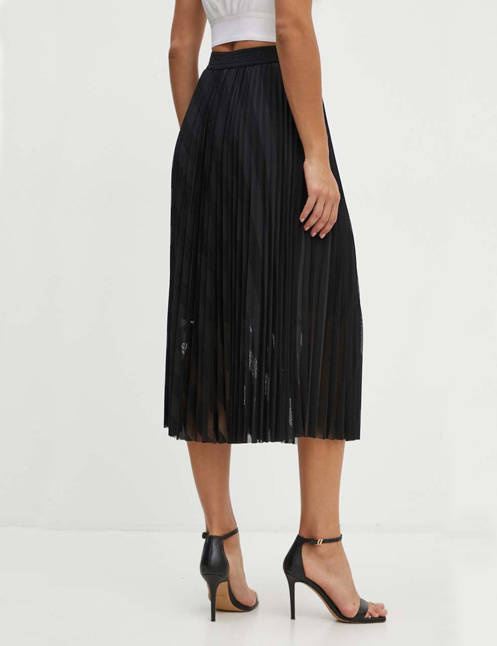 KARL LAGERFELD DIAGONAL MESH PLEATED SKIRT KARL LAGERFELD