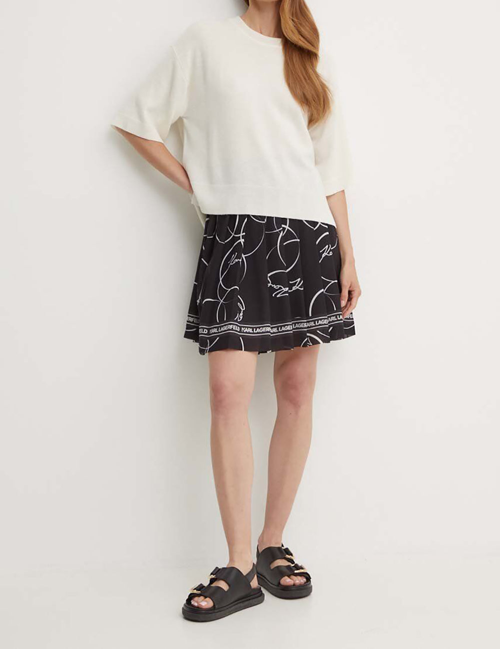 KARL LAGERFELD PLEATED PRINT MINI SKIRT KARL LAGERFELD