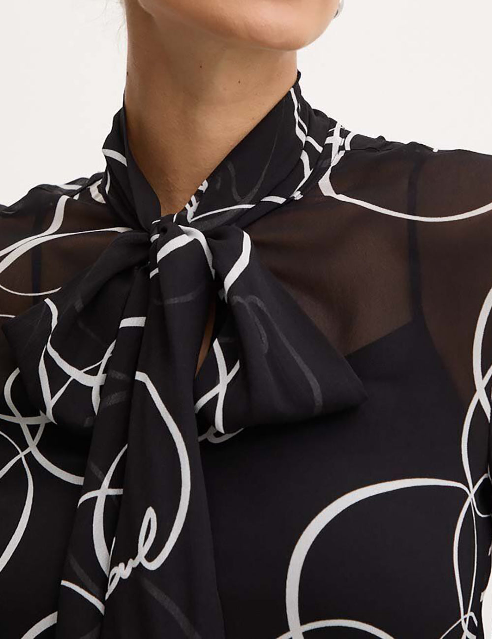 KARL LAGERFELD PRINTED BOW BLOUSE KARL LAGERFELD