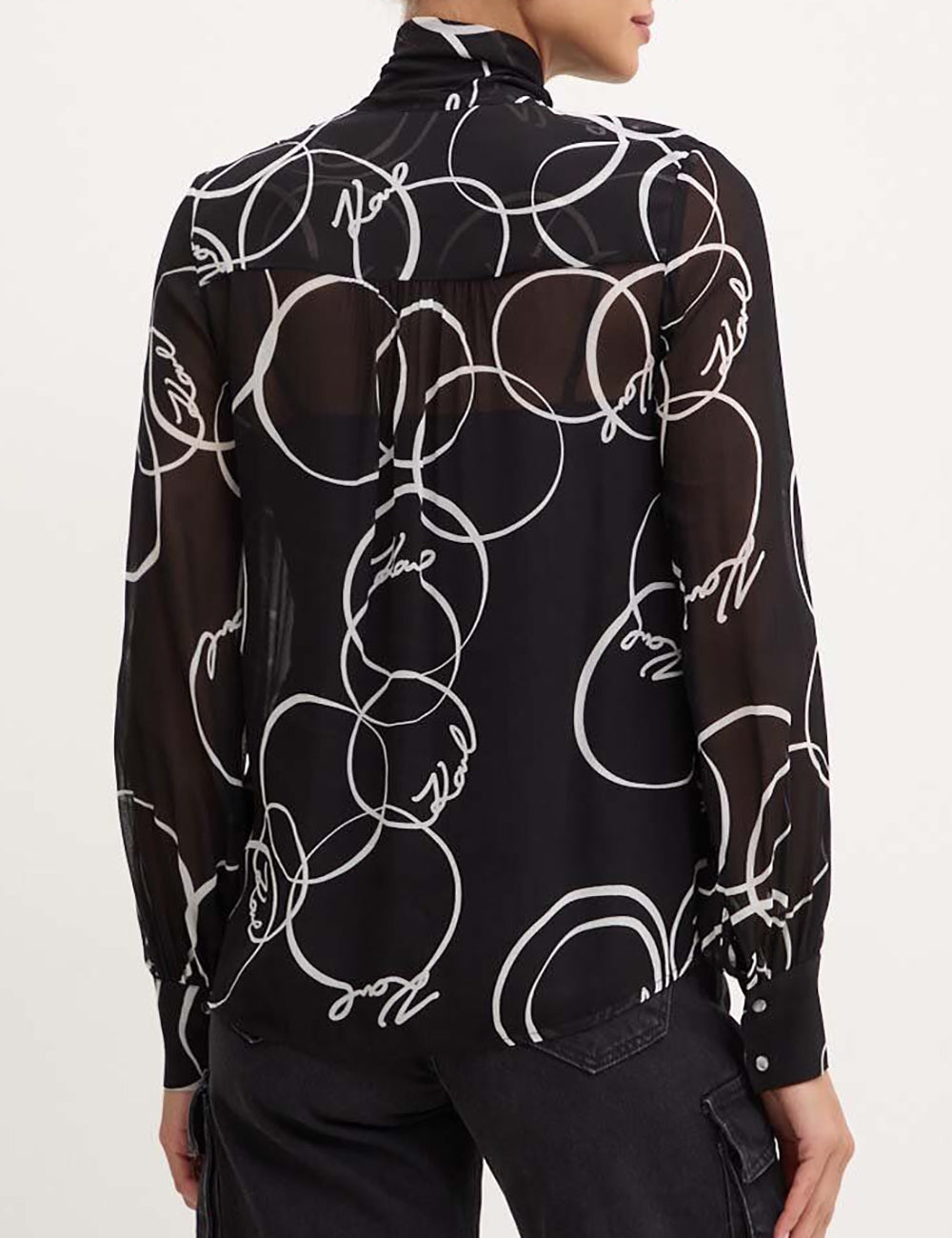 KARL LAGERFELD PRINTED BOW BLOUSE KARL LAGERFELD