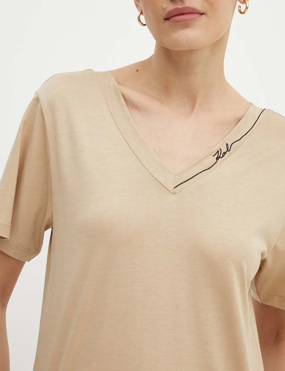 KARL LAGERFELD KARL SIGNATURE V-NECK T-SHIRT KARL LAGERFELD