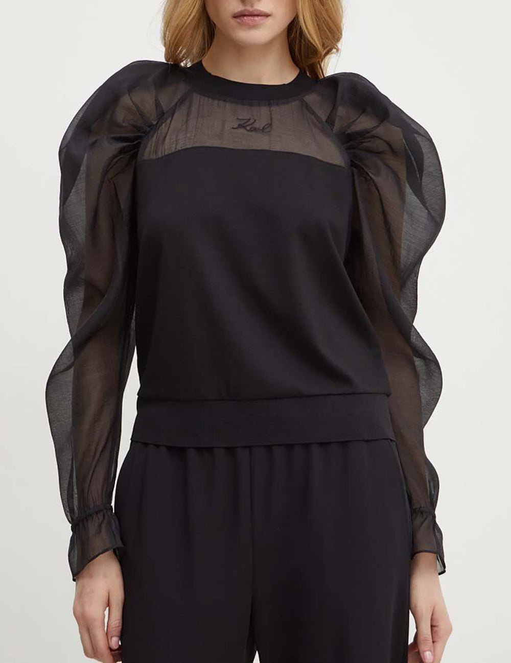 KARL LAGERFELD ORGANZA SLEEVE SWEATSHIRT KARL LAGERFELD