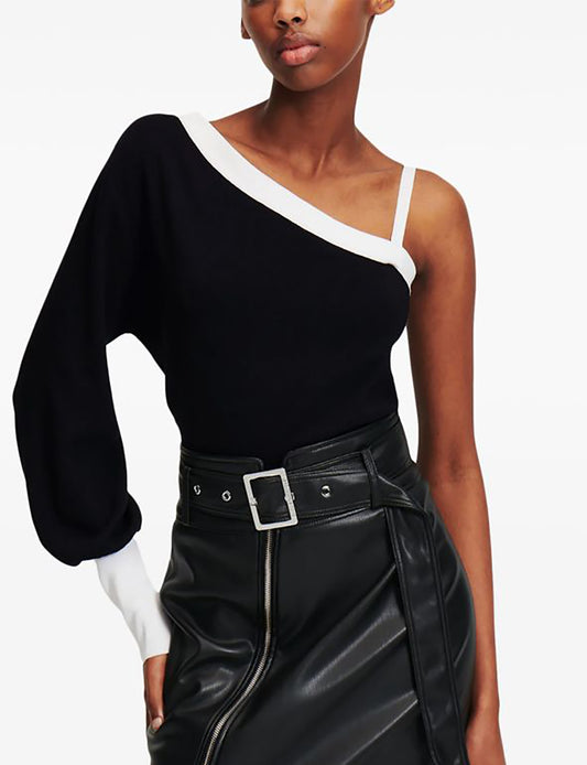 KARL LAGERFELD ASYMMETRICAL KNIT TOP KARL LAGERFELD