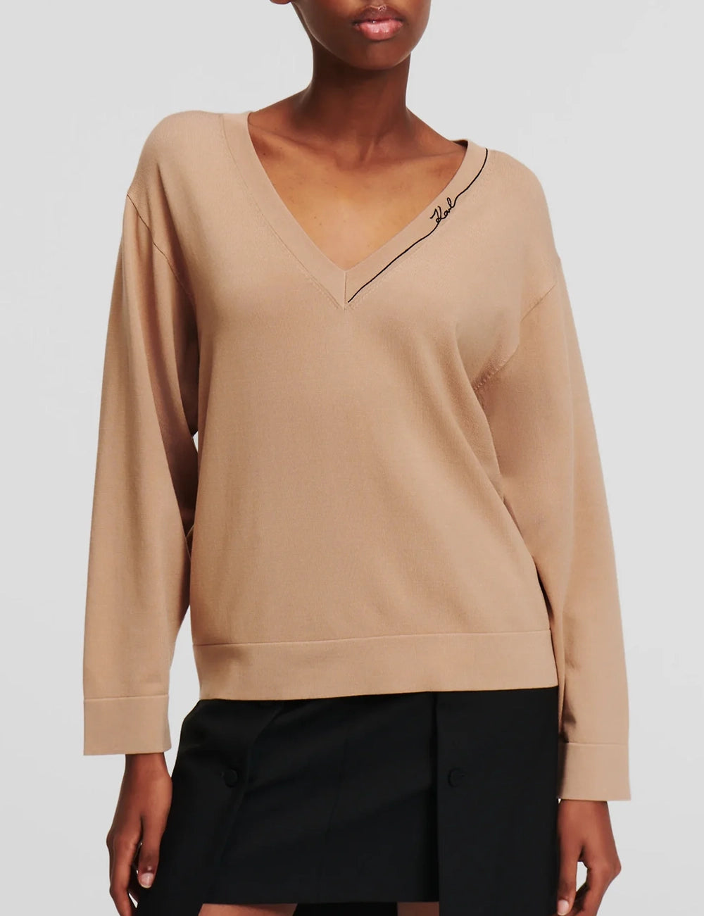 KARL LAGERFELD LIGHT V-NECK KNIT SWEATER KARL LAGERFELD