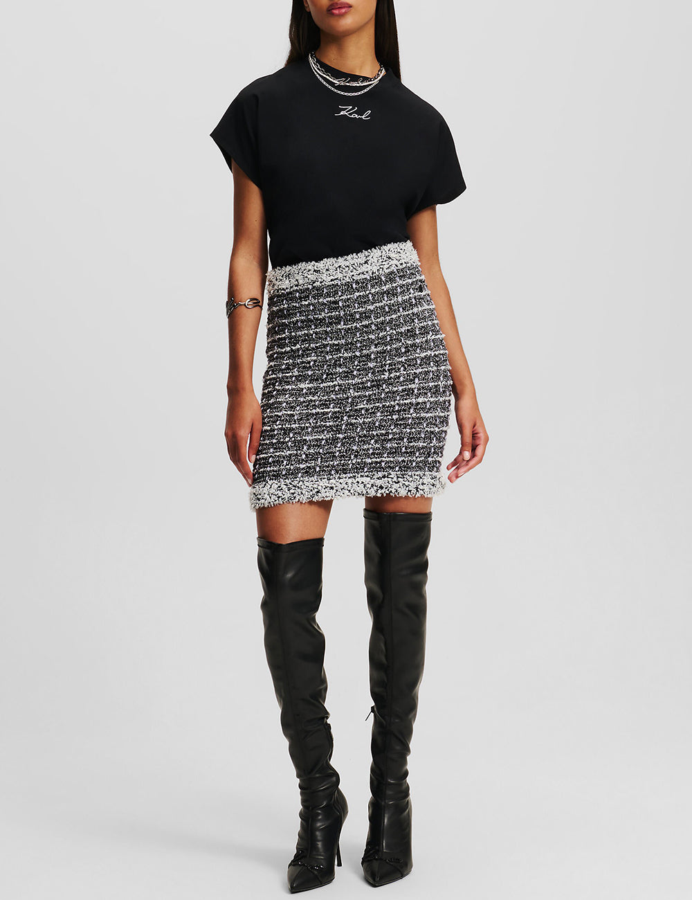 KARL LAGERFELD BOUCLE KNIT SKIRT KARL LAGERFELD