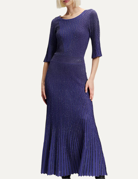 KARL LAGERFELD PLEATED LUREX KNIT DRESS