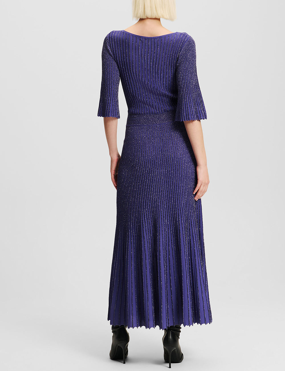 KARL LAGERFELD PLEATED LUREX KNIT DRESS KARL LAGERFELD