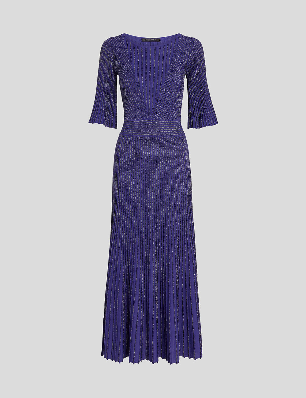 KARL LAGERFELD PLEATED LUREX KNIT DRESS KARL LAGERFELD