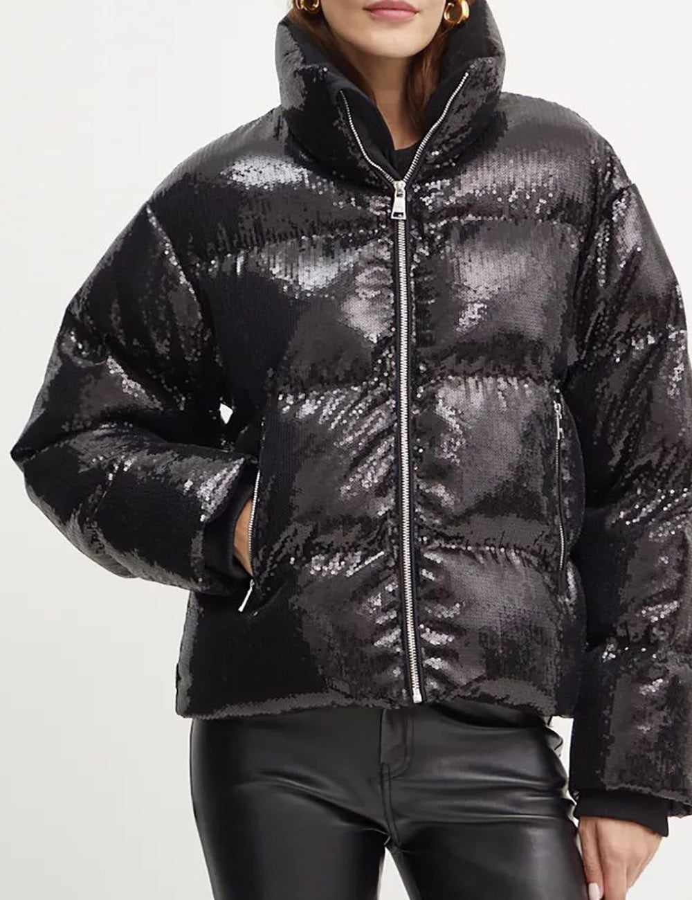 KARL LAGERFELD SEQUIN FAUX DOWN JACKET KARL LAGERFELD