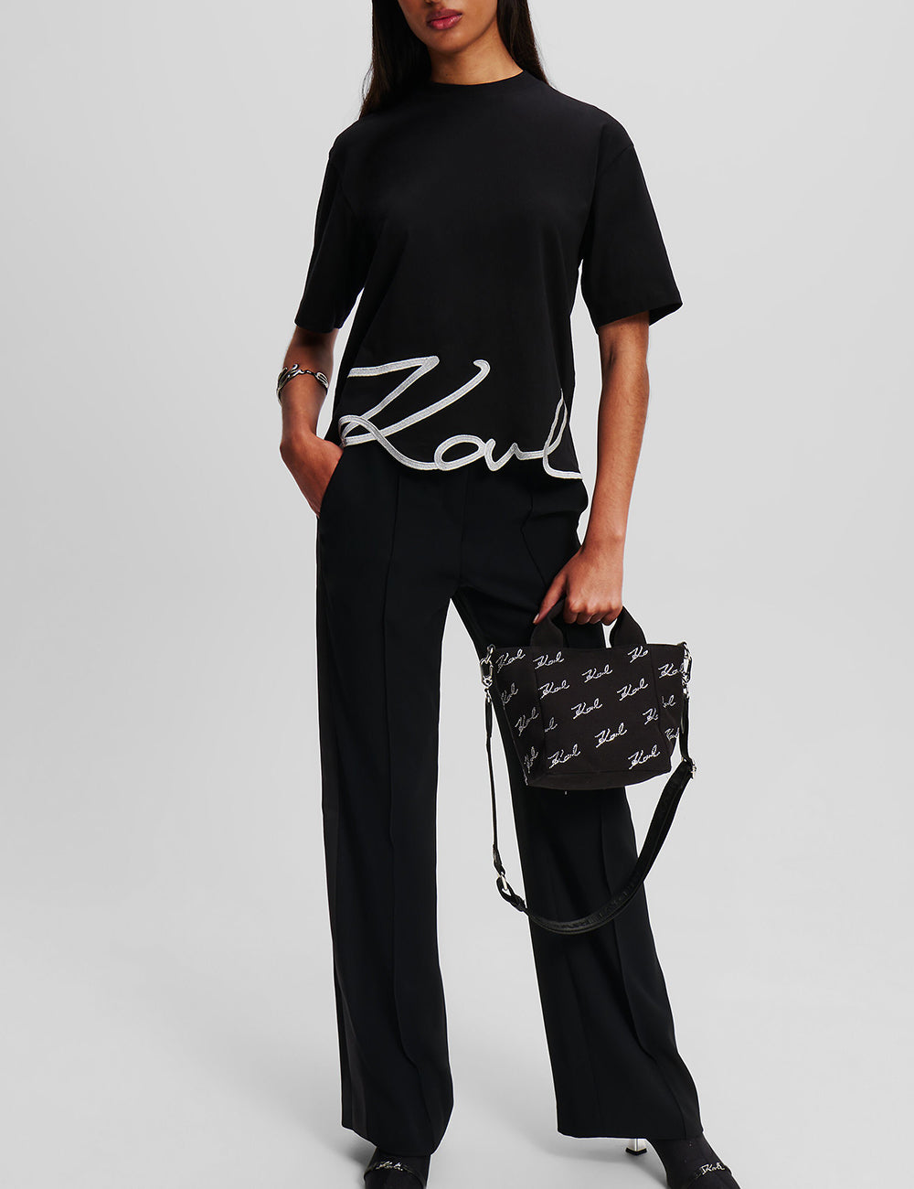 KARL LAGERFELD K/SIGNATURE SM RHNSTN SHOPPER KARL LAGERFELD