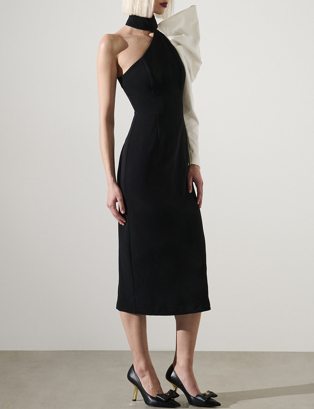 KARL LAGERFELD ASYMMETRIC WHITE SLEEVE DRESS KARL LAGERFELD