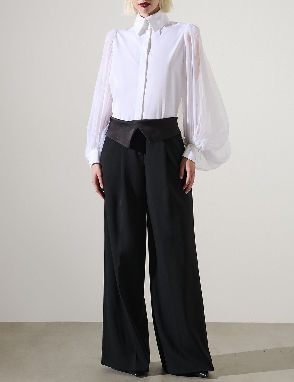 KARL LAGERFELD TAILORED WIDE LEG PANTS KARL LAGERFELD