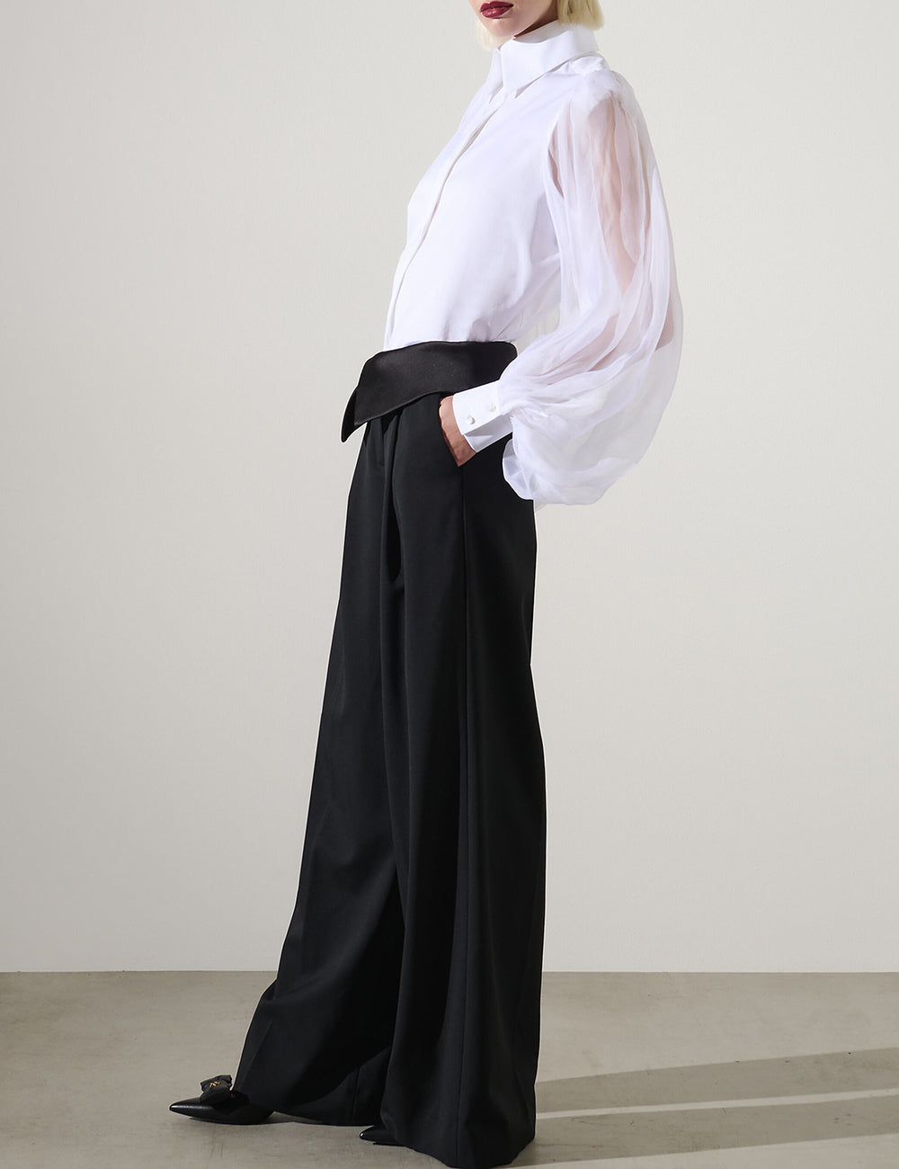 KARL LAGERFELD TAILORED WIDE LEG PANTS KARL LAGERFELD