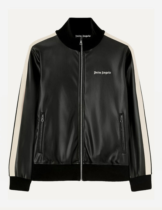 PALM ANGELS LEATHER EFFECT TRACK JACKET