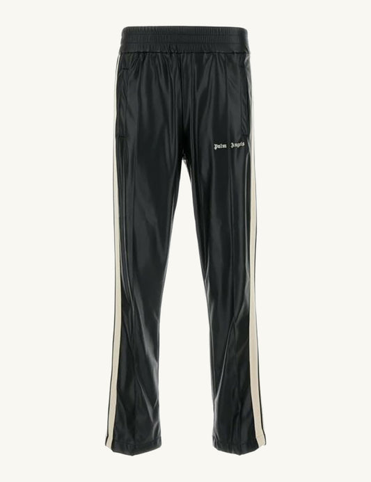 PALM ANGELS LEATHER EFFECT TRACK PANTS