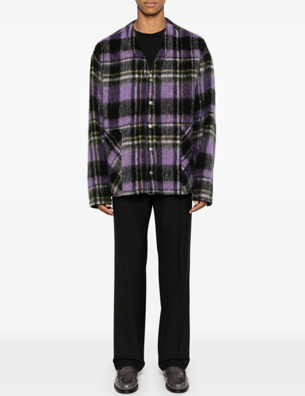 PALM ANGELS CURVED LOGO CHECK OVERSHIRT