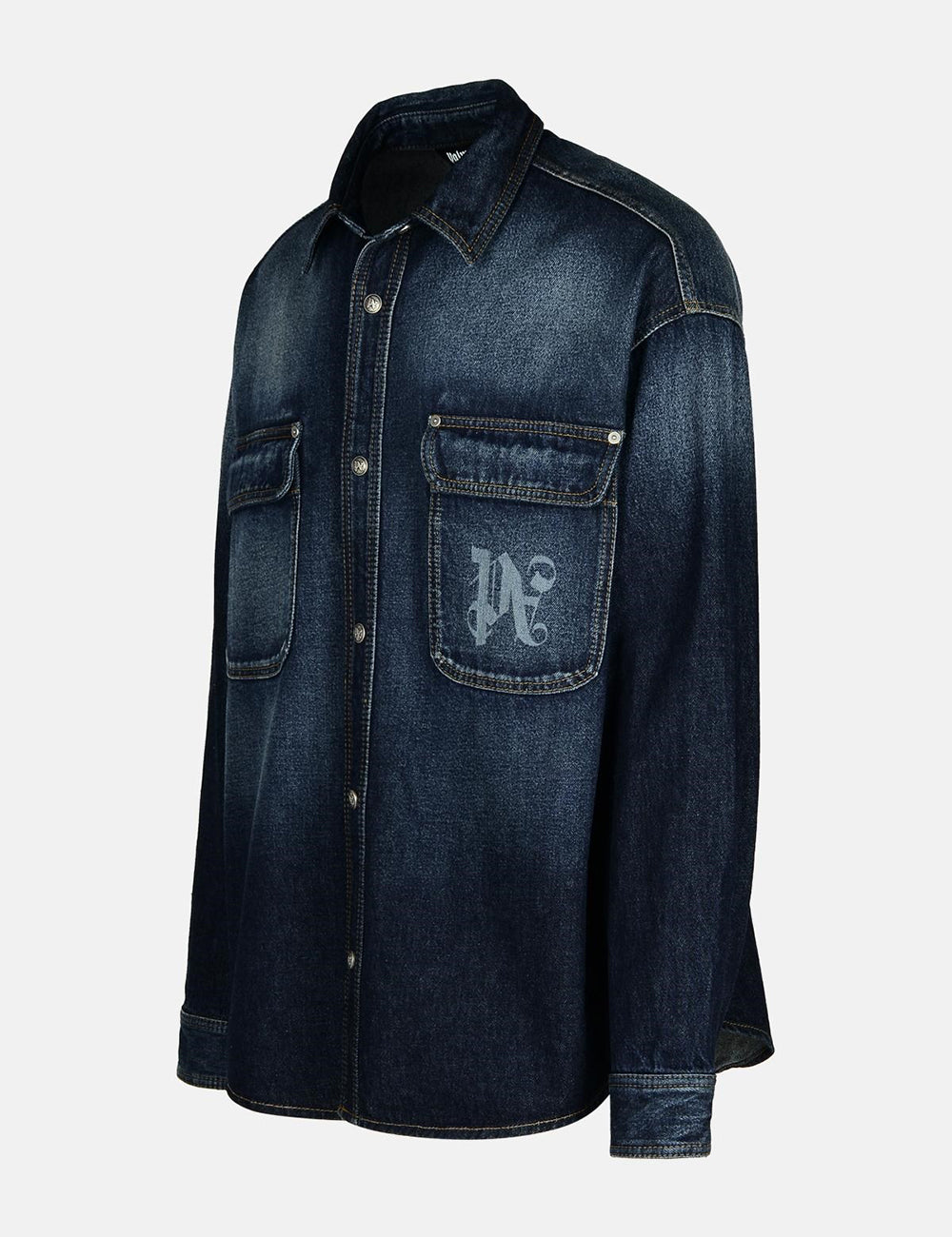 PALM ANGELS MIDNIGHT MONOGRAM DENIM SHIRT