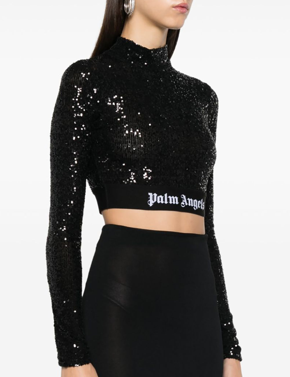 PALM ANGELS B LOGO TAPE SEQUINS TOP