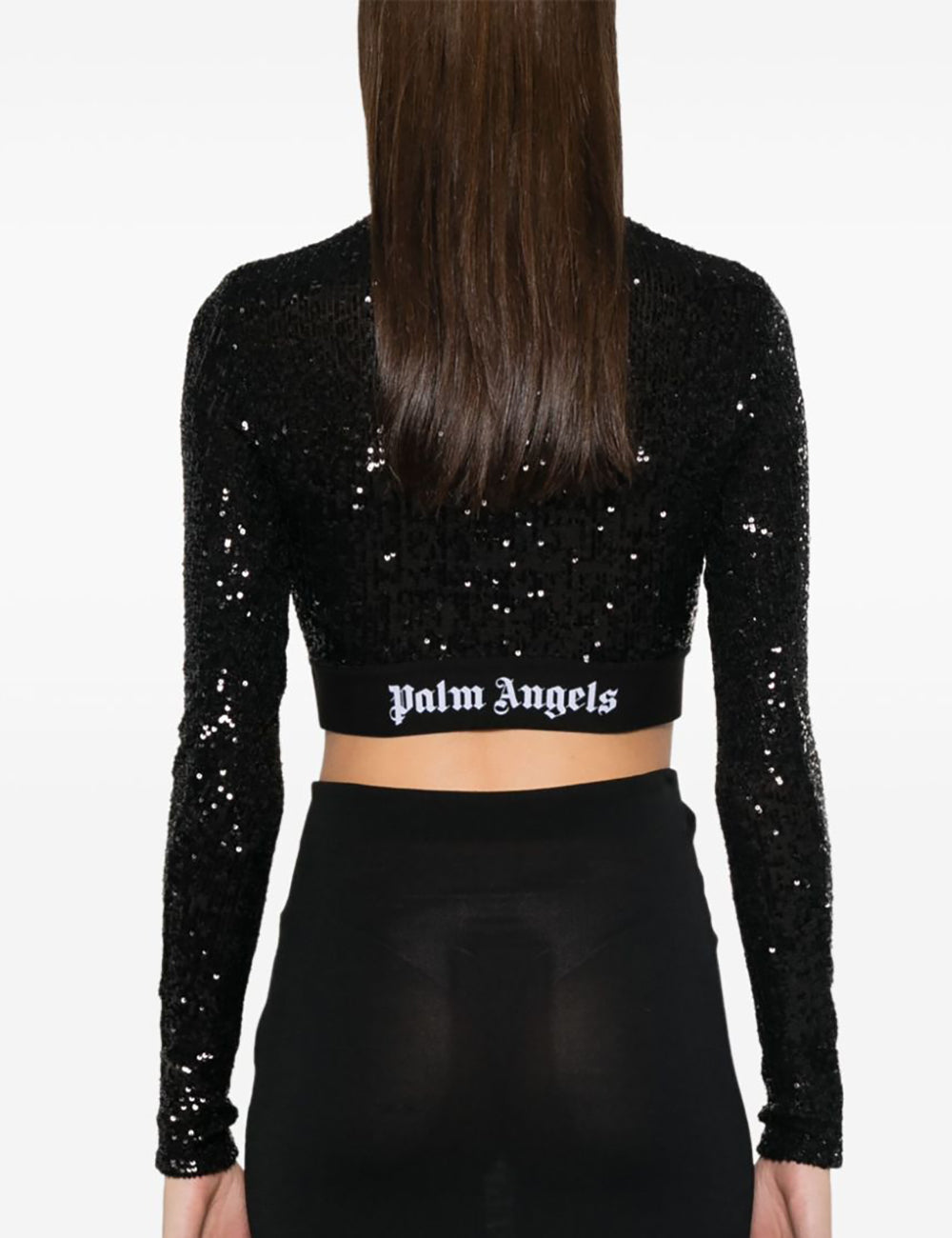 PALM ANGELS B LOGO TAPE SEQUINS TOP