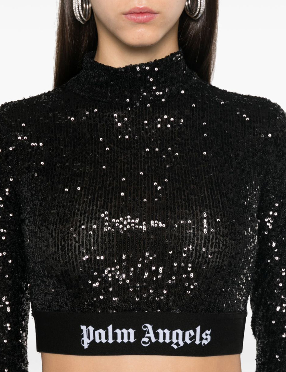 PALM ANGELS B LOGO TAPE SEQUINS TOP