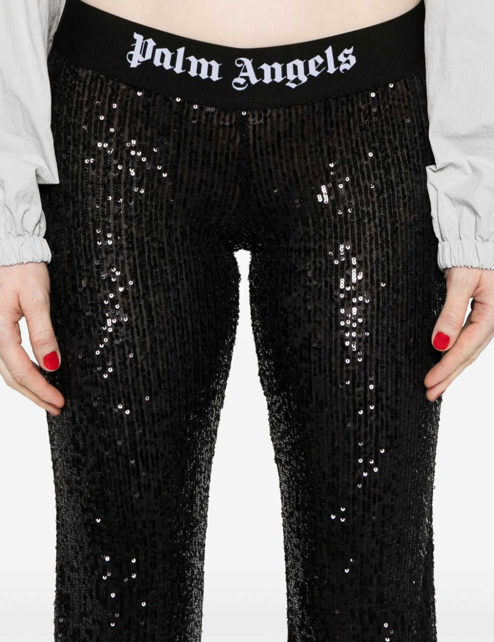 PALM ANGELS B LOGO TAPE SEQUINS FLARE PNT