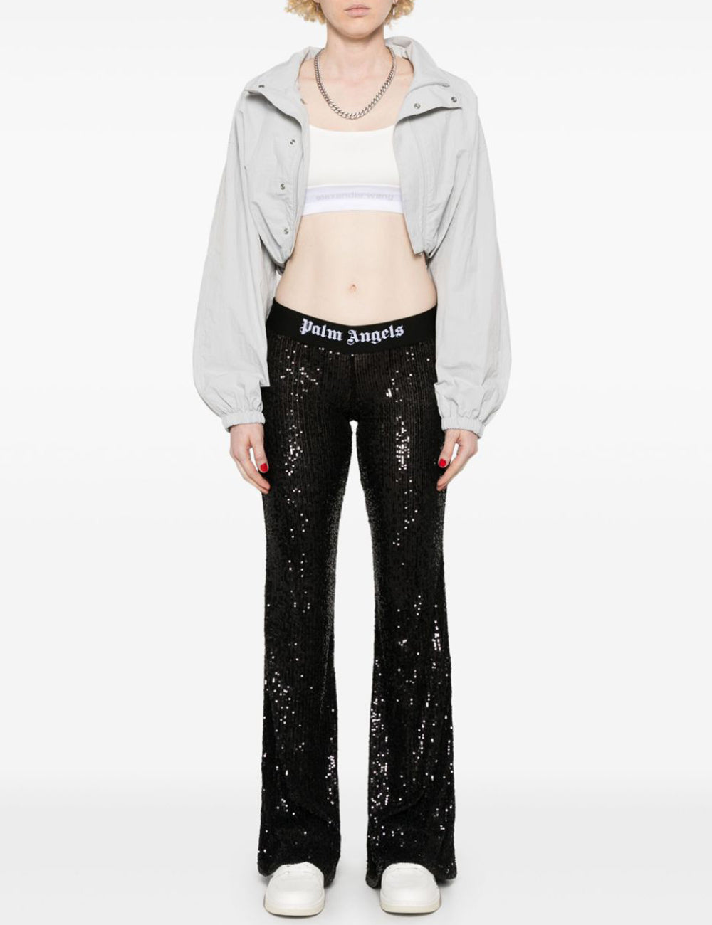 PALM ANGELS B LOGO TAPE SEQUINS FLARE PNT