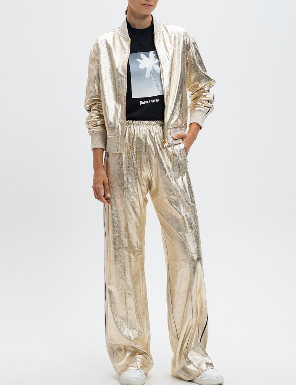 PALM ANGELS LAMINATED TRACK LOOSE PANTS