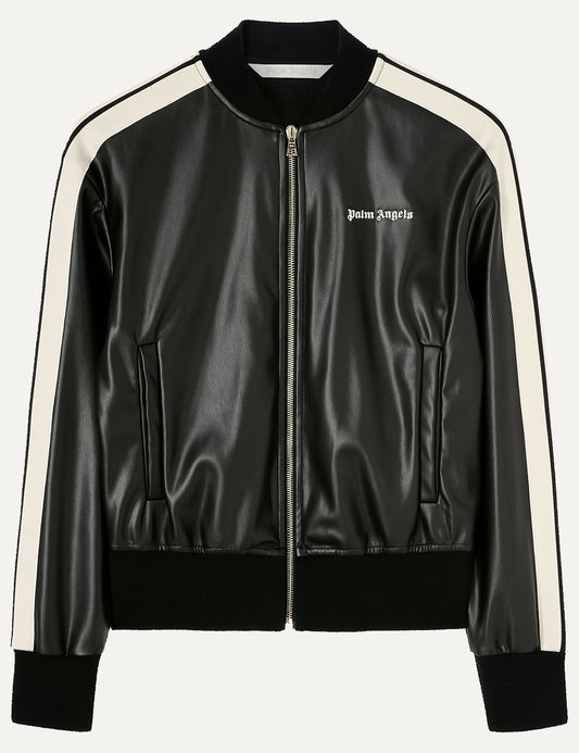 PALM ANGELS LEATHER EFFECT TRK BOMBER JKT