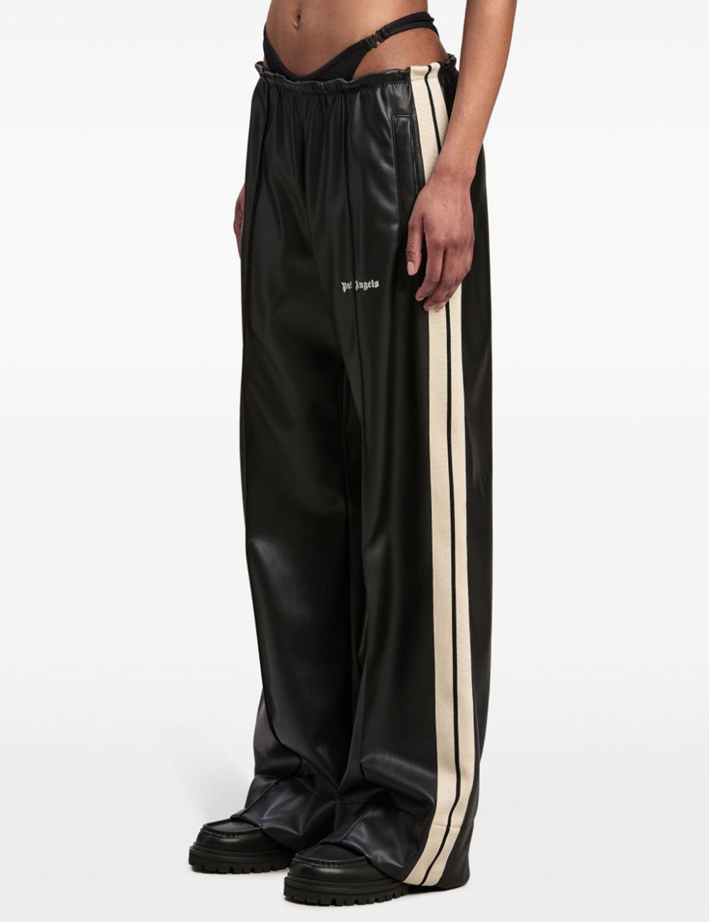 PALM ANGELS LEATHER EFFECT TRK LOOSE PANT