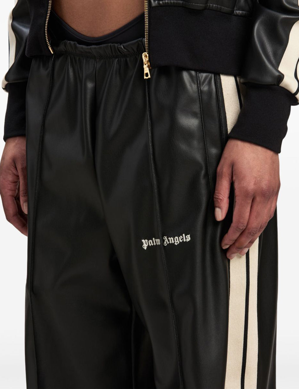 PALM ANGELS LEATHER EFFECT TRK LOOSE PANT