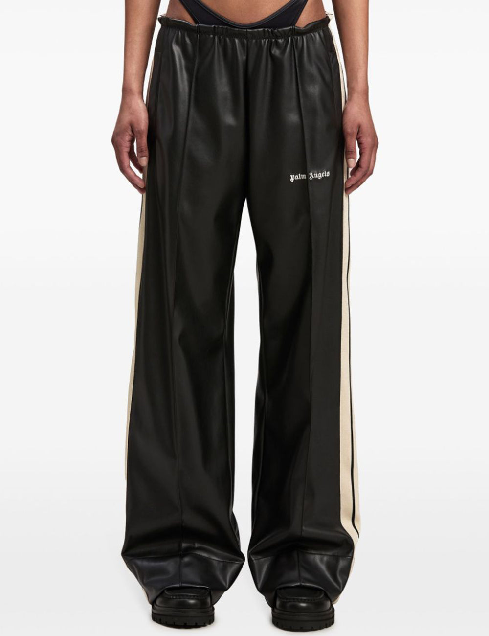 PALM ANGELS LEATHER EFFECT TRK LOOSE PANT