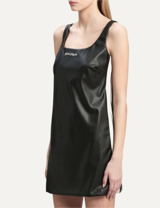 PALM ANGELS LEATHER EFFECT TRACK DRESS