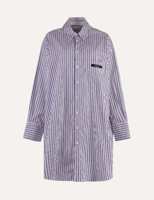 PALM ANGELS CURVED LOGO STRIPE SHIRTDRESS