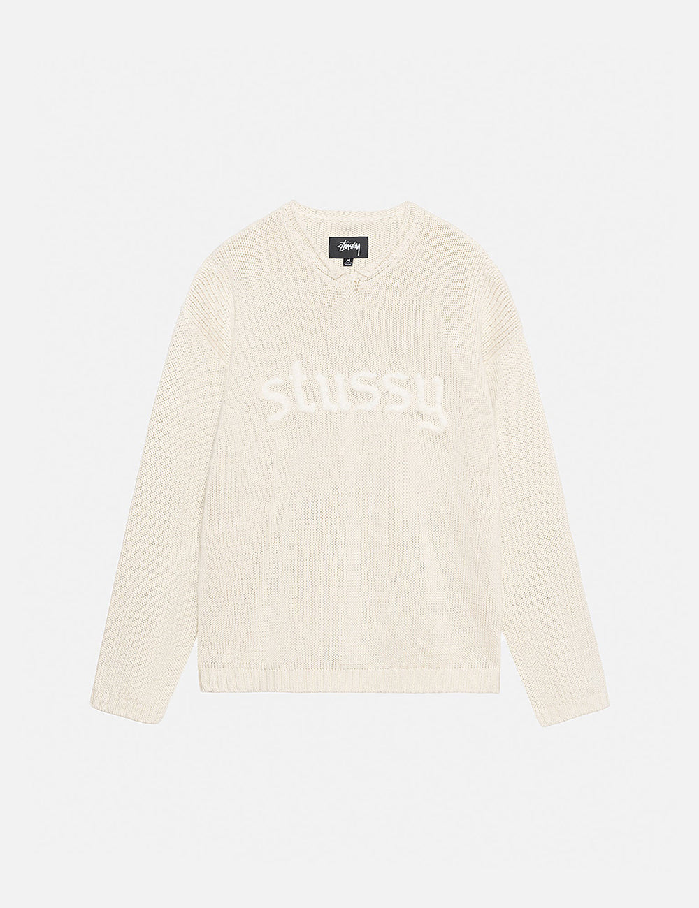 STUSSY ROLL V-NECK LOGO SWEATER STUSSY