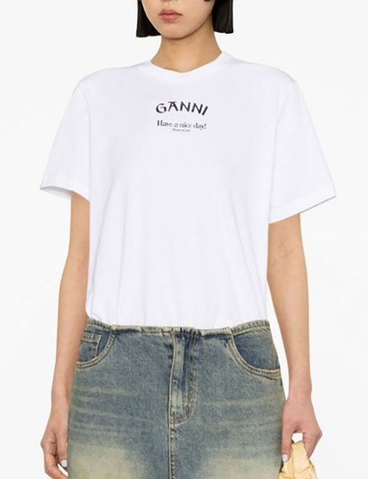 GANNI THIN JERSEY RLX O-NECK T-SHIRT GANNI