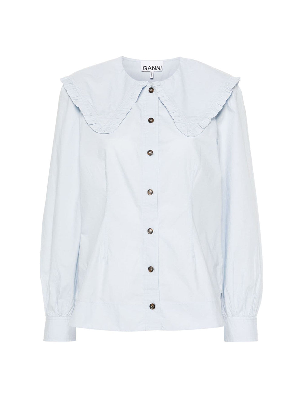 GANNI COT POPLIN FRILL COLLAR SHIRT GANNI