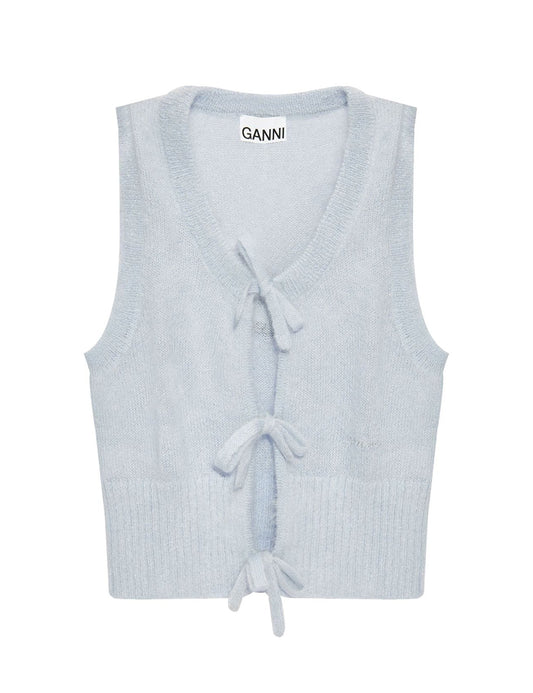 GANNI LIGHT MOHAIR TIE STRING VEST GANNI