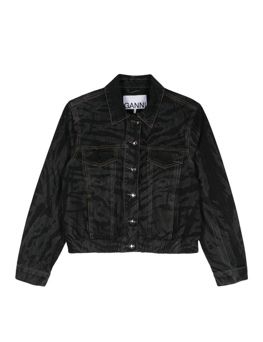 GANNI LAZER DENIM BOMBER JACKET